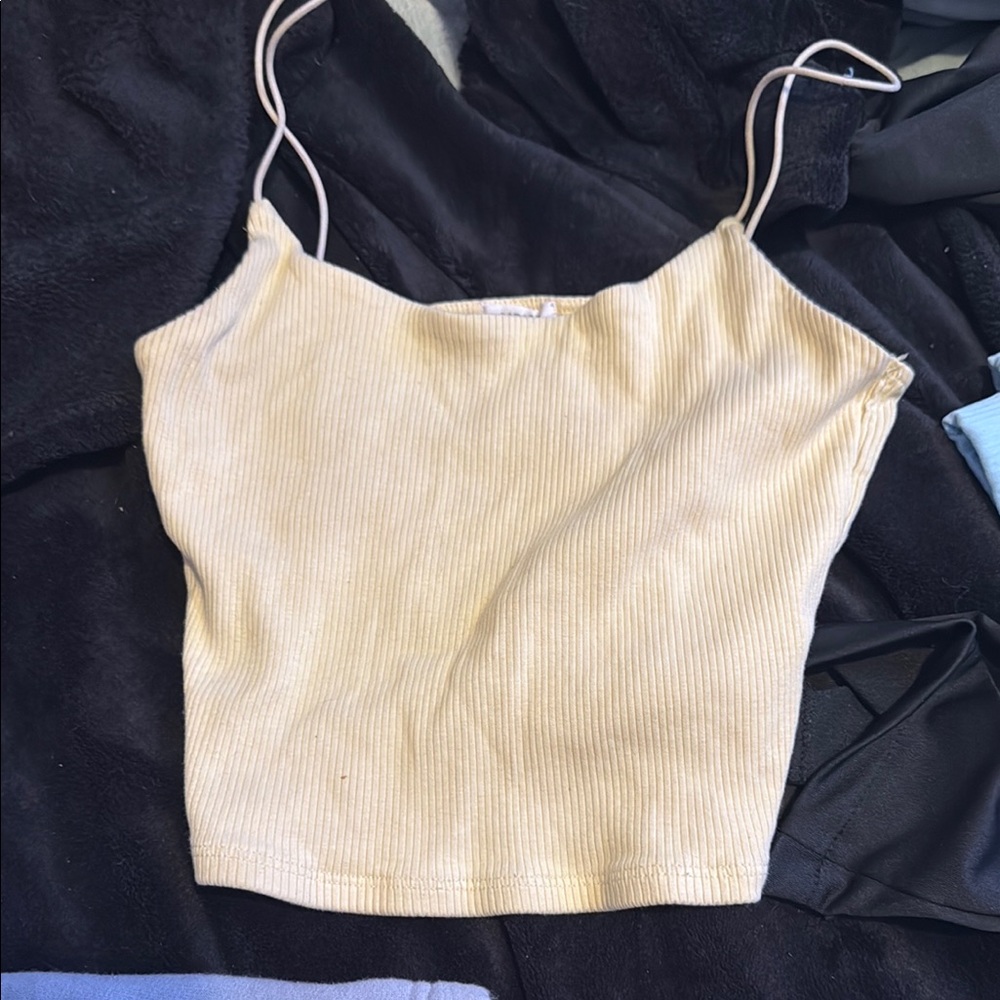 Cream Ribbed Women's Top